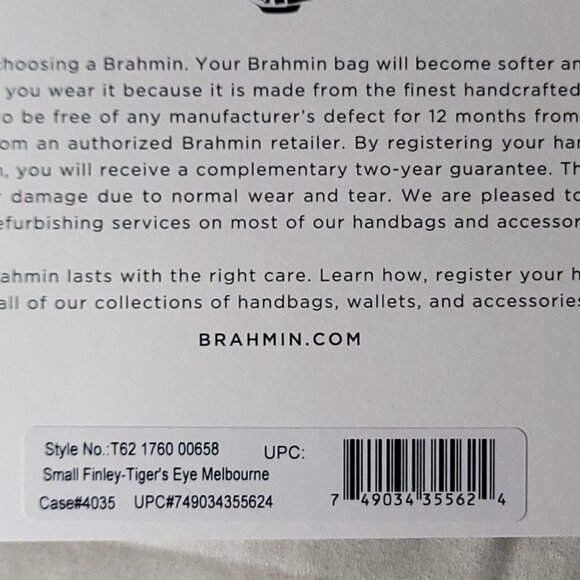 2 pc. BRAHMIN TIGER/TIGER'S EYE SMALL FINLEY SHOULDER BAG/PURSE-ADY WALLET SET - Picture 5 of 14